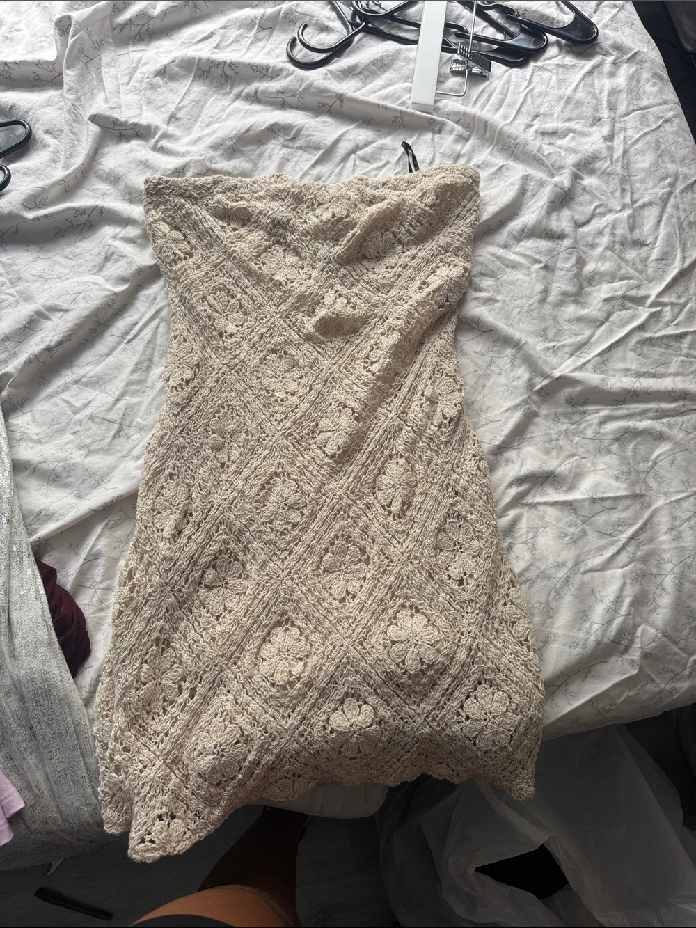 Forever 21 Strapless Crochet Mini Dress in Cream